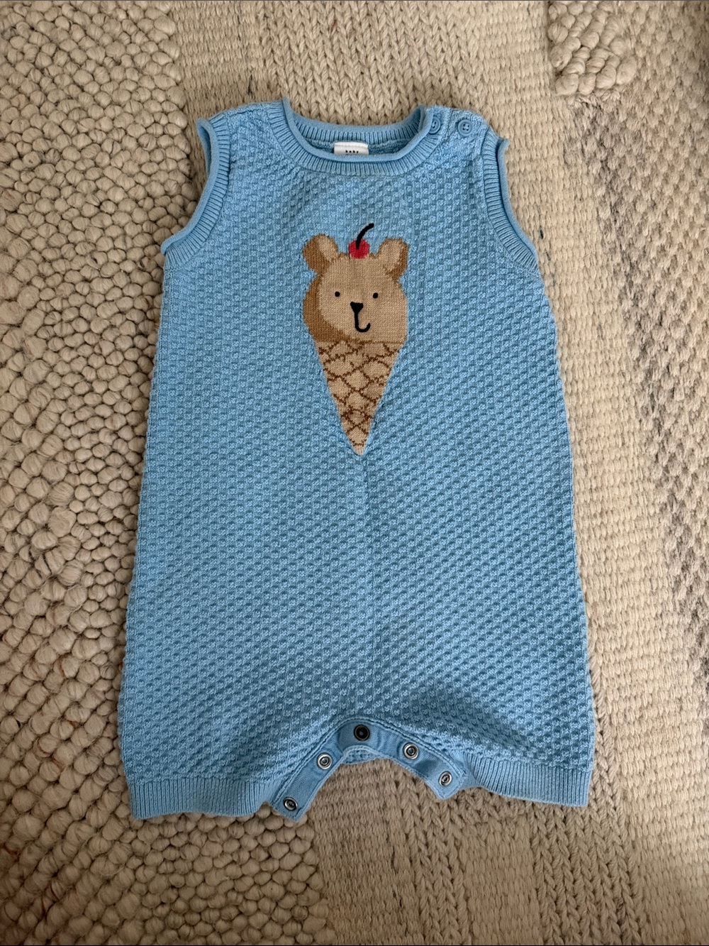Baby gap Blue Knit Ice Cream Bear Romper - Kids One Piece